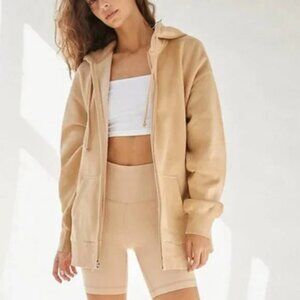 Aritzia Hoodie & The Super Puff Super Fleece Zip Up Hoodie Tan Size Small